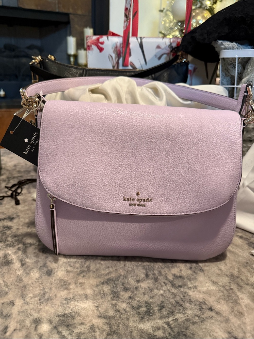kate spade Lilac Crossbody Leather Shoulder Bag with Gold Hardware